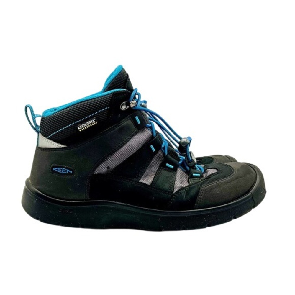 KEEN Targhee Mid Waterproof Hiking Boots Kids Black Blue Size 6Y 1018000 BBK